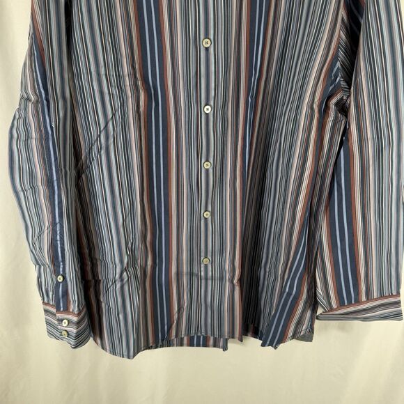 New Tommy Bahama Dress Shirt Men's L Blue Striped Long Sleeve Button Up Cotton - Picture 3 of 12